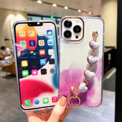 For iPhone 12 Gold Halo Marble Pattern Case with Love Bracelet(Red) Eurekaonline