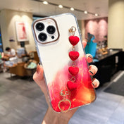 For iPhone 12 Gold Halo Marble Pattern Case with Love Bracelet(Red) Eurekaonline