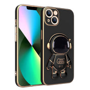 For iPhone 12 Plating Astronaut Holder Phone Case(Black) Eurekaonline