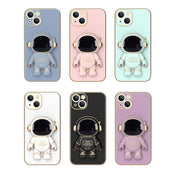 For iPhone 12 Plating Astronaut Holder Phone Case(Black) Eurekaonline