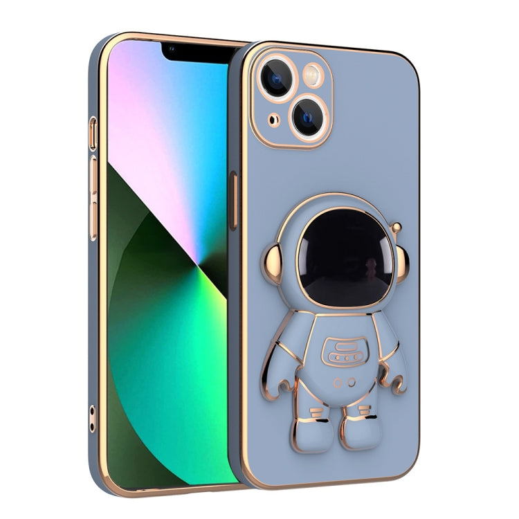 For iPhone 12 Plating Astronaut Holder Phone Case(Sierra Blue) Eurekaonline