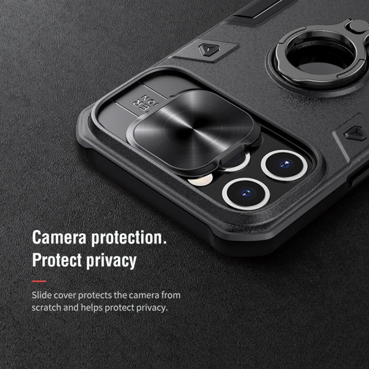 For iPhone 12 Pro Max NILLKIN Shockproof CamShield Armor Protective Case with Invisible Ring Holder(Black) Eurekaonline