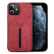 For iPhone 12 mini Denior Elastic Card Slot PU + TPU Phone Case (Red) Eurekaonline