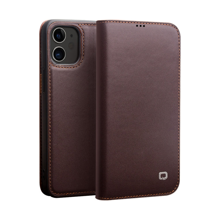 For iPhone 12 mini QIALINO Business Horizontal Flip Leather Case with Holder & Card Slots & Wallet (Brown) Eurekaonline