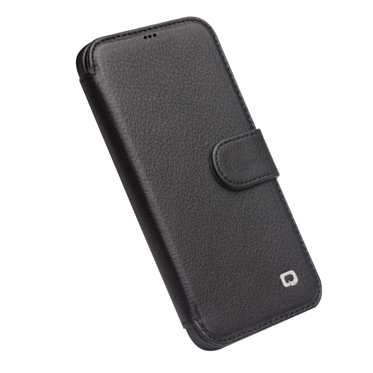 For iPhone 12 mini QIALINO Business Magnetic Horizontal Flip Leather Case with Card Slots & Wallet (Black) Eurekaonline