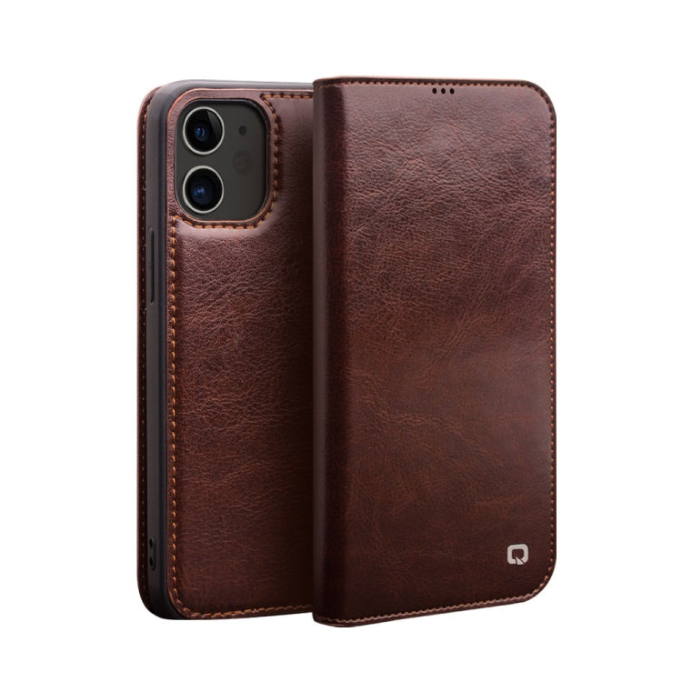 For iPhone 12 mini QIALINO Horizontal Flip Leather Case with Holder & Card Slots & Wallet (Brown) Eurekaonline