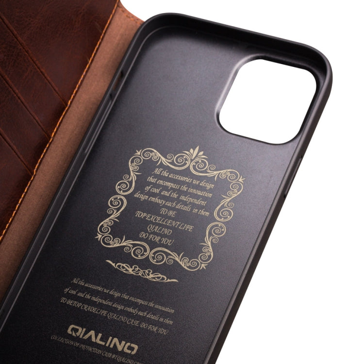 For iPhone 12 mini QIALINO Horizontal Flip Leather Case with Holder & Card Slots & Wallet (Brown) Eurekaonline
