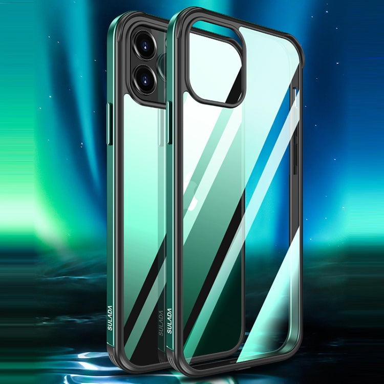 For iPhone 12 mini SULADA  Aviation Aluminum Frame Nano Glass TPU Case(Black) Eurekaonline