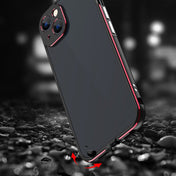 For iPhone 13 Aurora Series Lens Protector + Metal Frame Protective Case(Black Red) Eurekaonline