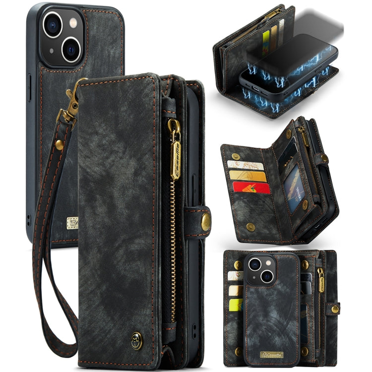 For iPhone 13 CaseMe-008 Detachable Multifunctional Horizontal Flip Leather Case with Card Slot & Holder & Zipper Wallet & Photo Frame(Black) Eurekaonline