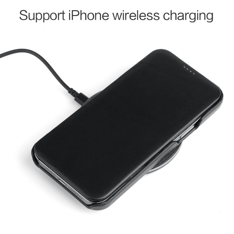 For iPhone 13 Fierre Shann Magnetic Genuine Leather Phone Case(Black) Eurekaonline