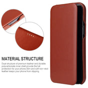 For iPhone 13 Fierre Shann Magnetic Genuine Leather Phone Case(Brown) Eurekaonline