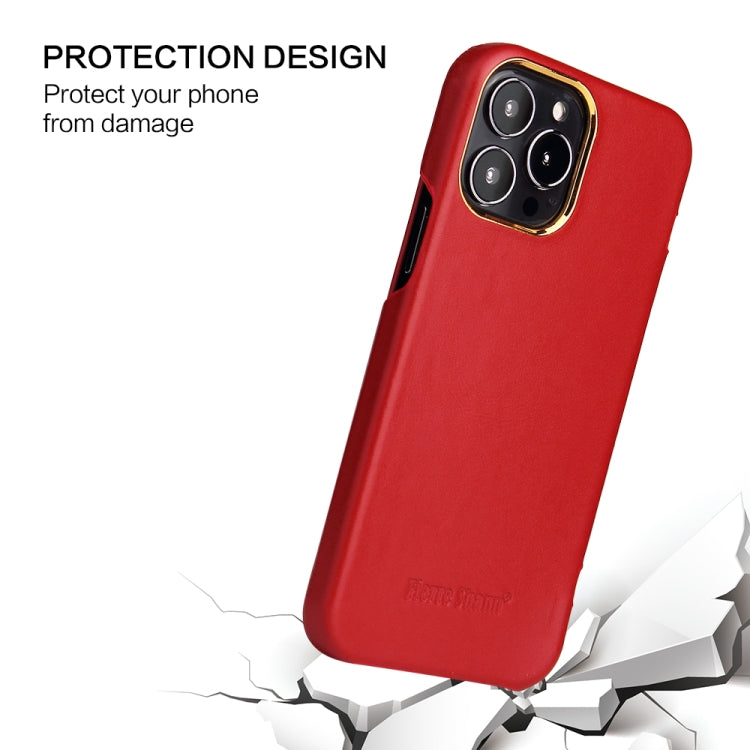 For iPhone 13 Fierre Shann Magnetic Genuine Leather Phone Case(Red) Eurekaonline