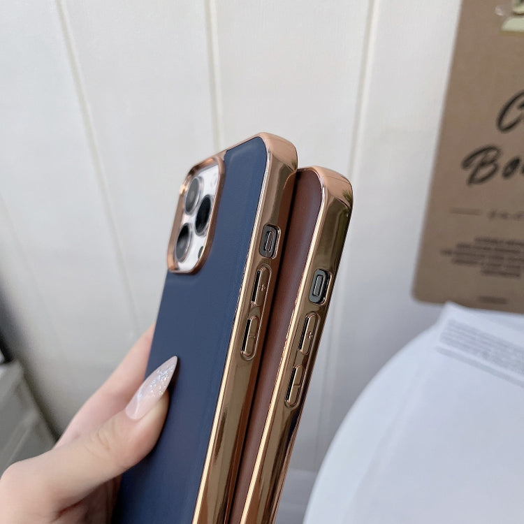 For iPhone 13 Genuine Leather Xiaoya Series Nano Electroplating Phone Case(Dark Green) Eurekaonline