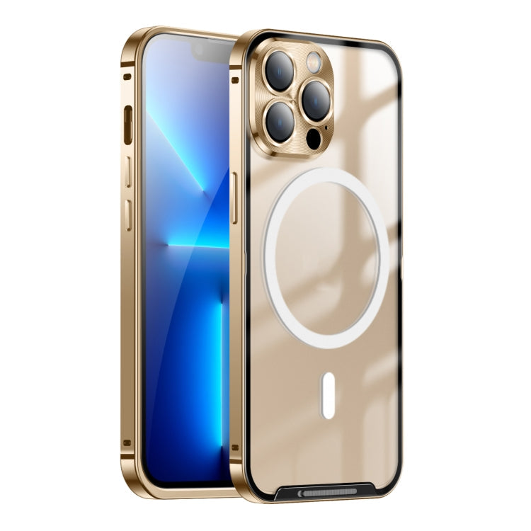 For iPhone 13 Pro MagSafe Frosted Metal Phone Case (Gold) Eurekaonline