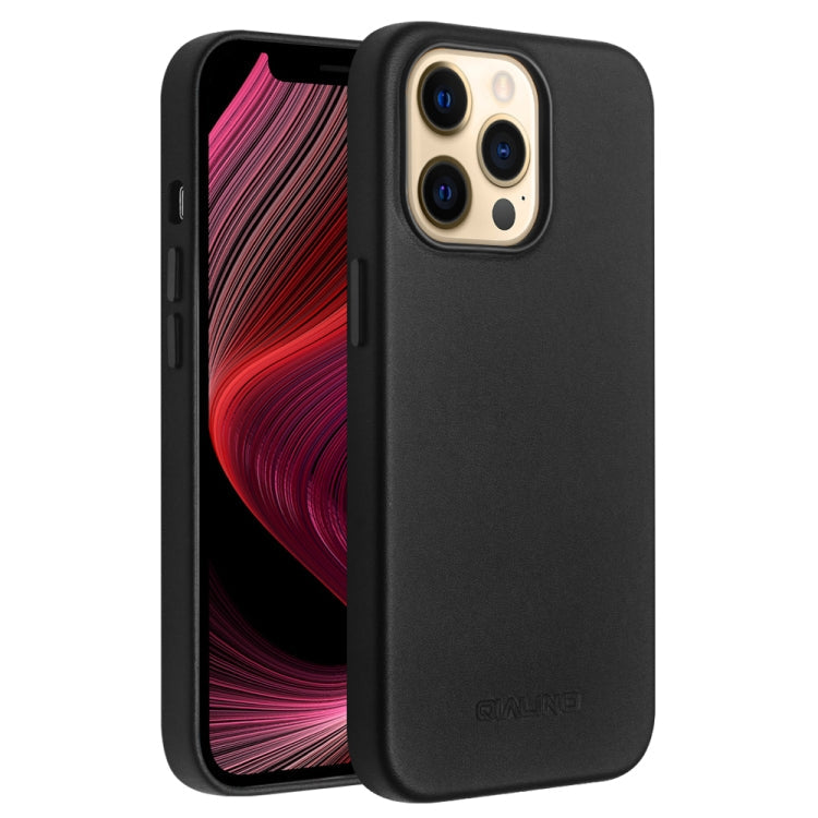 For iPhone 13 Pro Max QIALINO Nappa Cowhide MagSafe Magnetic Protective Case (Black) Eurekaonline