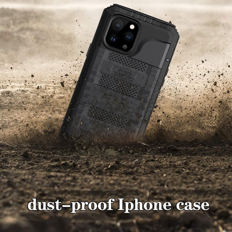 For iPhone 13 Pro Max Shockproof Waterproof Dustproof Metal + Silicone Phone Case with Screen Protector (Black) Eurekaonline