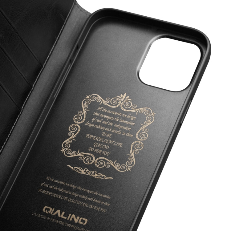 For iPhone 13 QIALINO Horizontal Flip Leather Case with Holder & Card Slots & Wallet(Black) Eurekaonline