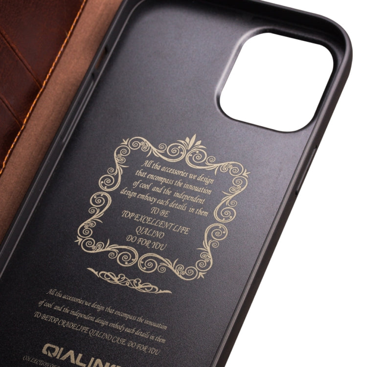For iPhone 13 QIALINO Horizontal Flip Leather Case with Holder & Card Slots & Wallet(Brown) Eurekaonline