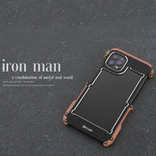 For iPhone 13 R-JUST Ironwood Man Shockproof Metal + Wood Bumper Protective Case Eurekaonline