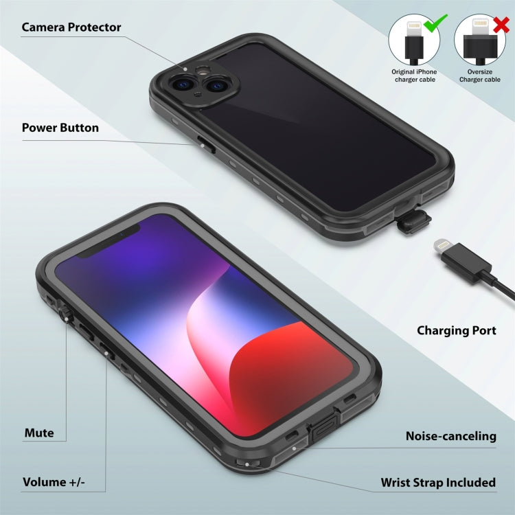 For iPhone 13 RedPepper Transparent Dot Shockproof Waterproof PC + TPU Protective Case(Black) Eurekaonline