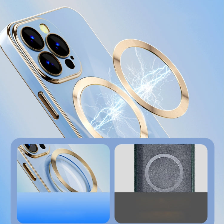 For iPhone 14 6D Gold Plated Magsafe Magnetic Phone Case (White) Eurekaonline
