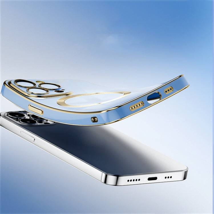 For iPhone 14 6D Gold Plated Magsafe Magnetic Phone Case (White) Eurekaonline