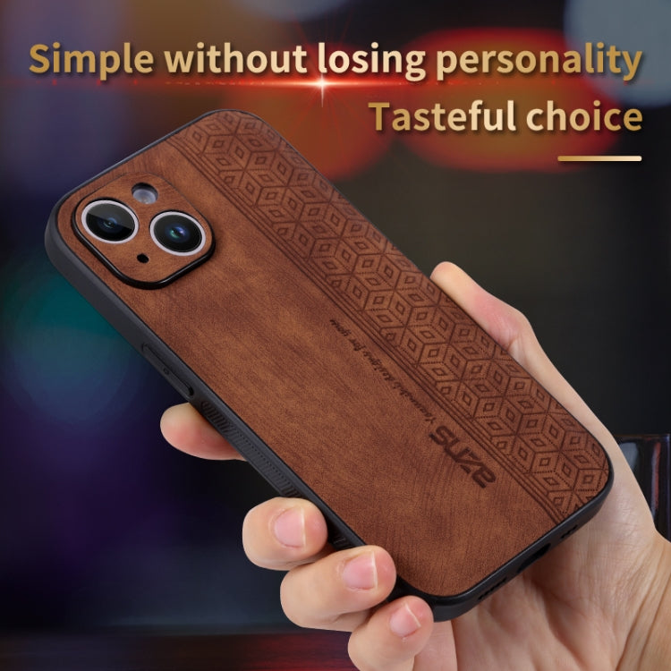 For iPhone 14 AZNS 3D Embossed Skin Feel Phone Case(Purple) Eurekaonline
