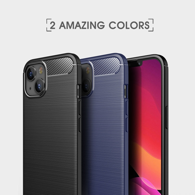 For iPhone 14 Brushed Texture Carbon Fiber TPU Phone Case (Black) Eurekaonline