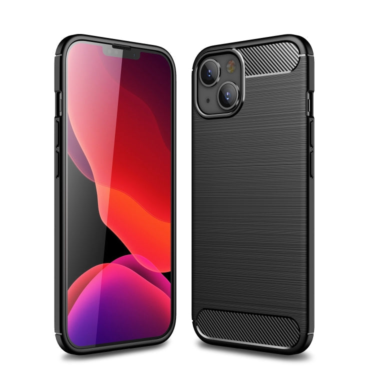 For iPhone 14 Brushed Texture Carbon Fiber TPU Phone Case (Black) Eurekaonline