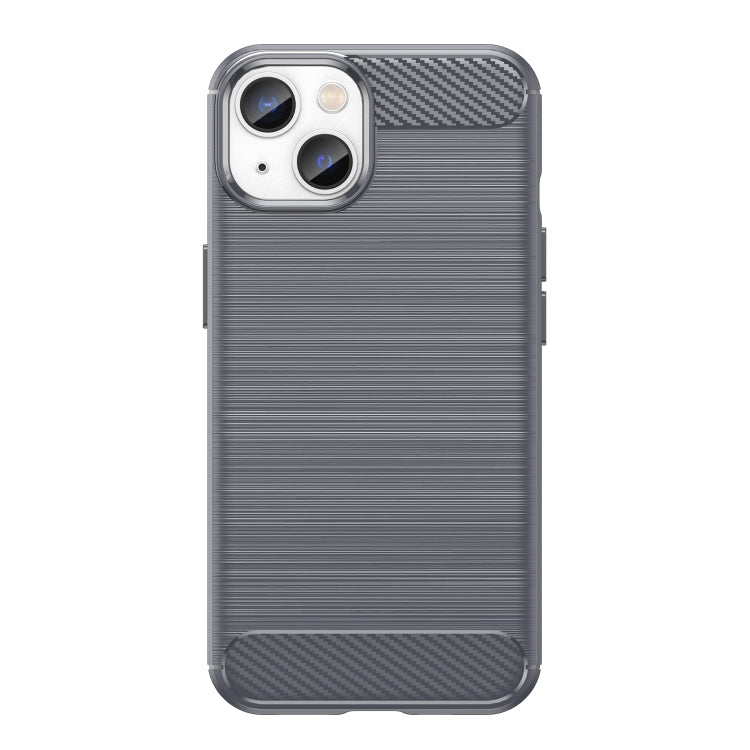 For iPhone 14 Brushed Texture Carbon Fiber TPU Phone Case (Grey) Eurekaonline