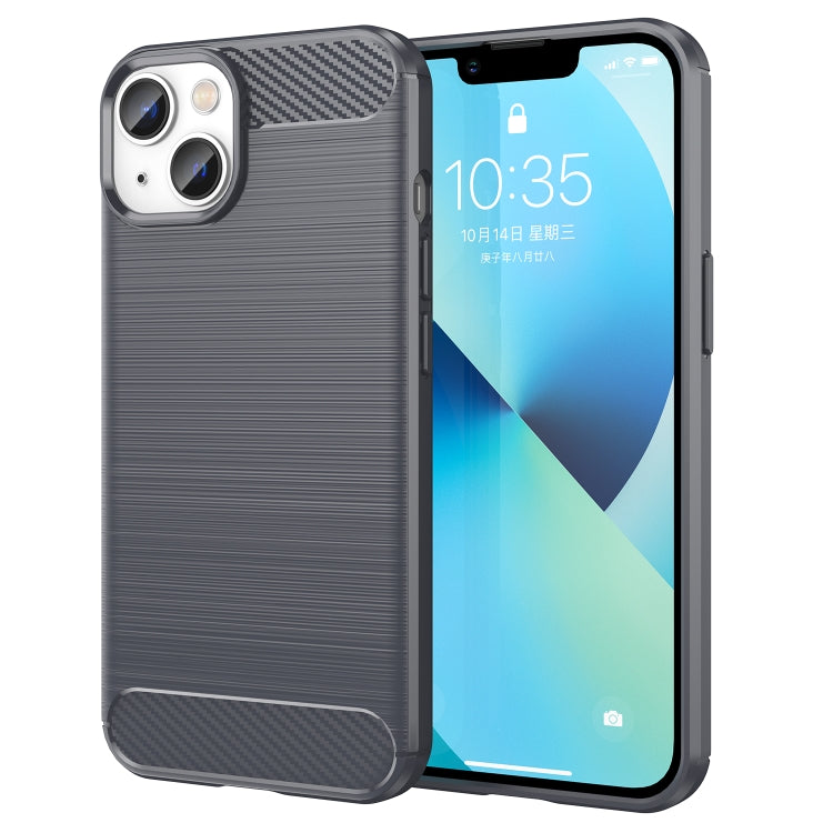For iPhone 14 Brushed Texture Carbon Fiber TPU Phone Case (Grey) Eurekaonline