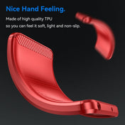 For iPhone 14 Brushed Texture Carbon Fiber TPU Phone Case (Red) Eurekaonline