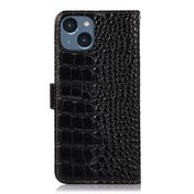For iPhone 14 Crocodile Top Layer Cowhide Leather Phone Case (Black) Eurekaonline