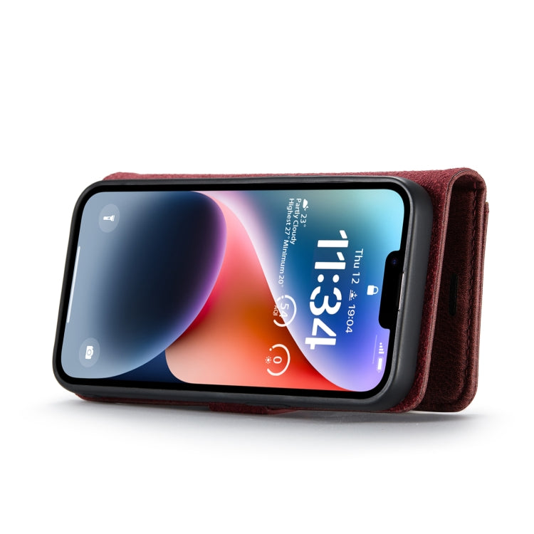 For iPhone 14 DG.MING Crazy Horse Texture Detachable Magnetic Leather Case(Red) Eurekaonline