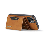 For iPhone 14 DG.MING M2 Series 3-Fold Card Bag Magnetic Leather Case(Brown) Eurekaonline