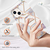 For iPhone 14 Electroplating Splicing Marble Flower Pattern TPU Shockproof Case (Crown) Eurekaonline