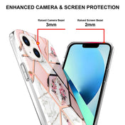 For iPhone 14 Electroplating Splicing Marble Flower Pattern TPU Shockproof Case (Pink Flower) Eurekaonline