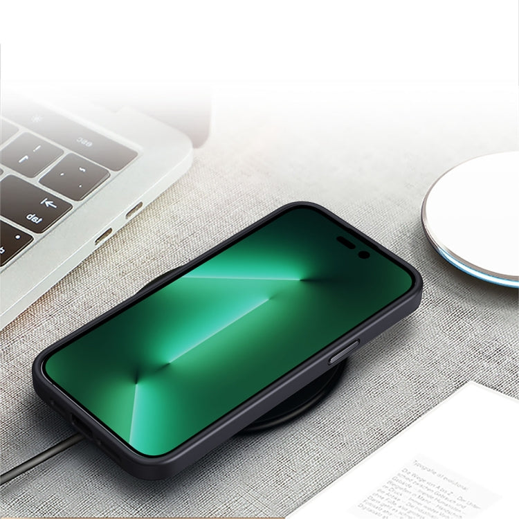 For iPhone 14 Gold Version Frosted Back Shockproof Phone Case (Dark Green) Eurekaonline