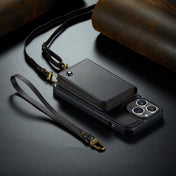 For iPhone 14 JEEHOOD C22 Series Zipper Wallet Phone Case with Long and Short Lanyard(Black) Eurekaonline