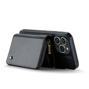 For iPhone 14 JEEHOOD C22 Series Zipper Wallet Phone Case with Long and Short Lanyard(Black) Eurekaonline