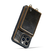 For iPhone 14 JEEHOOD C22 Series Zipper Wallet Phone Case with Long and Short Lanyard(Coffee) Eurekaonline
