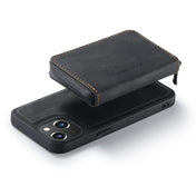 For iPhone 14 JEEHOOD Magnetic Zipper Wallet Leather Phone Case (Black) Eurekaonline