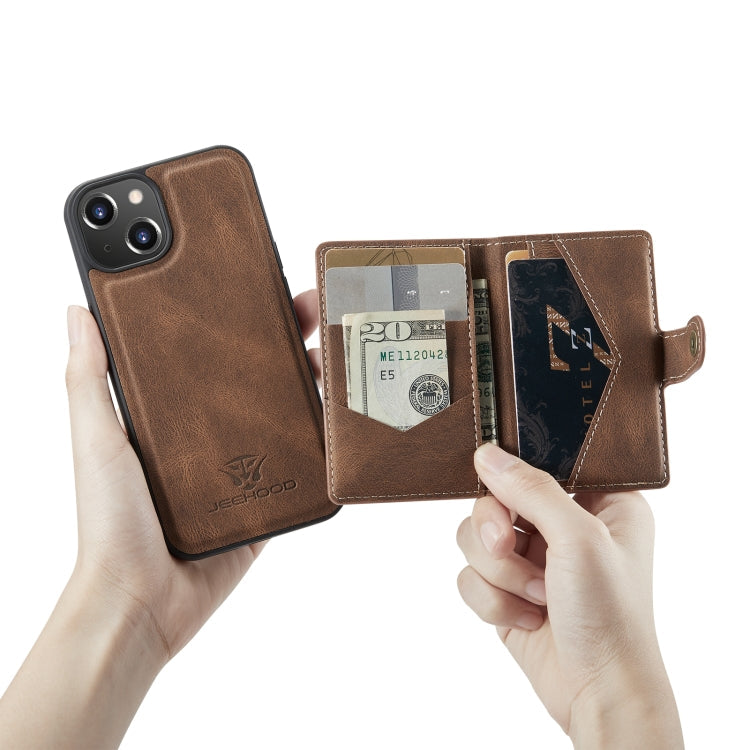 For iPhone 14 JEEHOOD Retro Magnetic Detachable Leather Phone Case (Brown) Eurekaonline