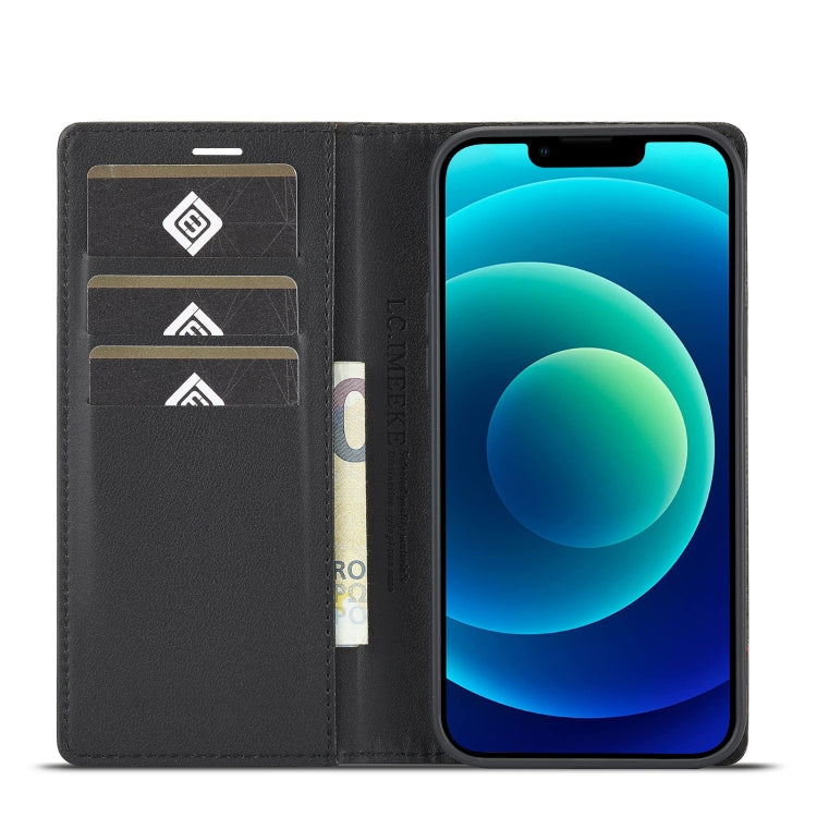 For iPhone 14 LC.IMEEKE Carbon Fiber PU + TPU Leather Case (Vertical Black) Eurekaonline
