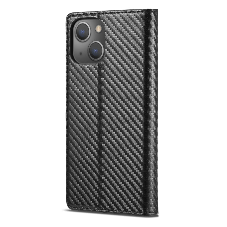 For iPhone 14 LC.IMEEKE Carbon Fiber PU + TPU Leather Case (Vertical Black) Eurekaonline