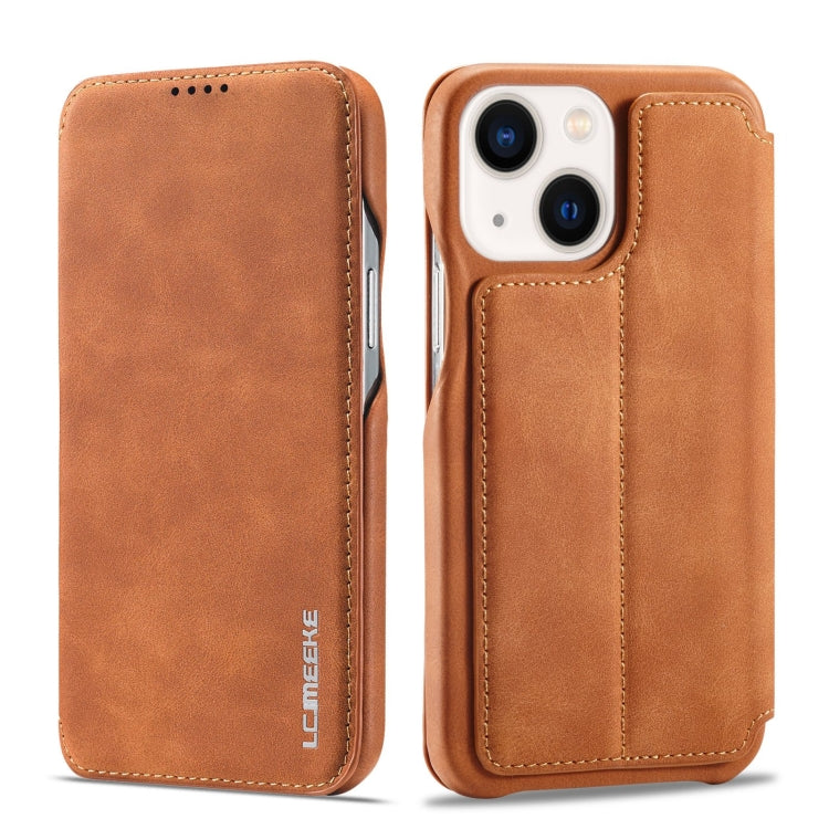 For iPhone 14 LC.IMEEKE Hon Ancient Series Flip Leather Phone Case (Brown) Eurekaonline