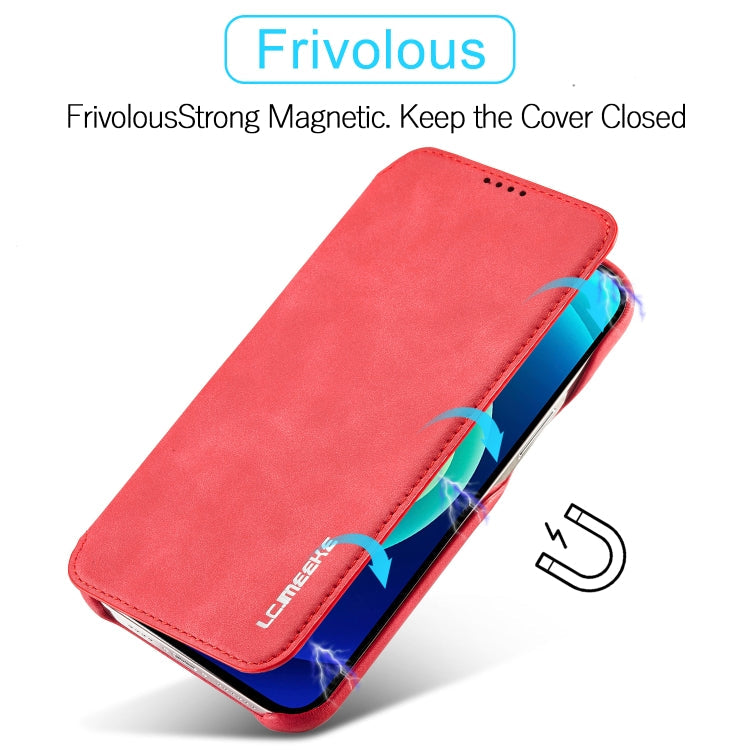 For iPhone 14 LC.IMEEKE Hon Ancient Series Flip Leather Phone Case (Red) Eurekaonline