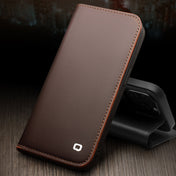 For iPhone 14 Plus QIALINO Business Horizontal Flip PU Phone Case (Brown) Eurekaonline