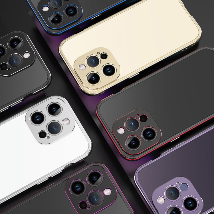 For iPhone 14 Pro Max Aurora Series Lens Protector + Metal Frame Phone Case (Black Purple) Eurekaonline